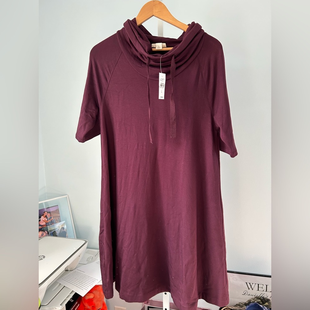 NWT Loft Lounge Cowl Neck Sweatshirt Dress - Large